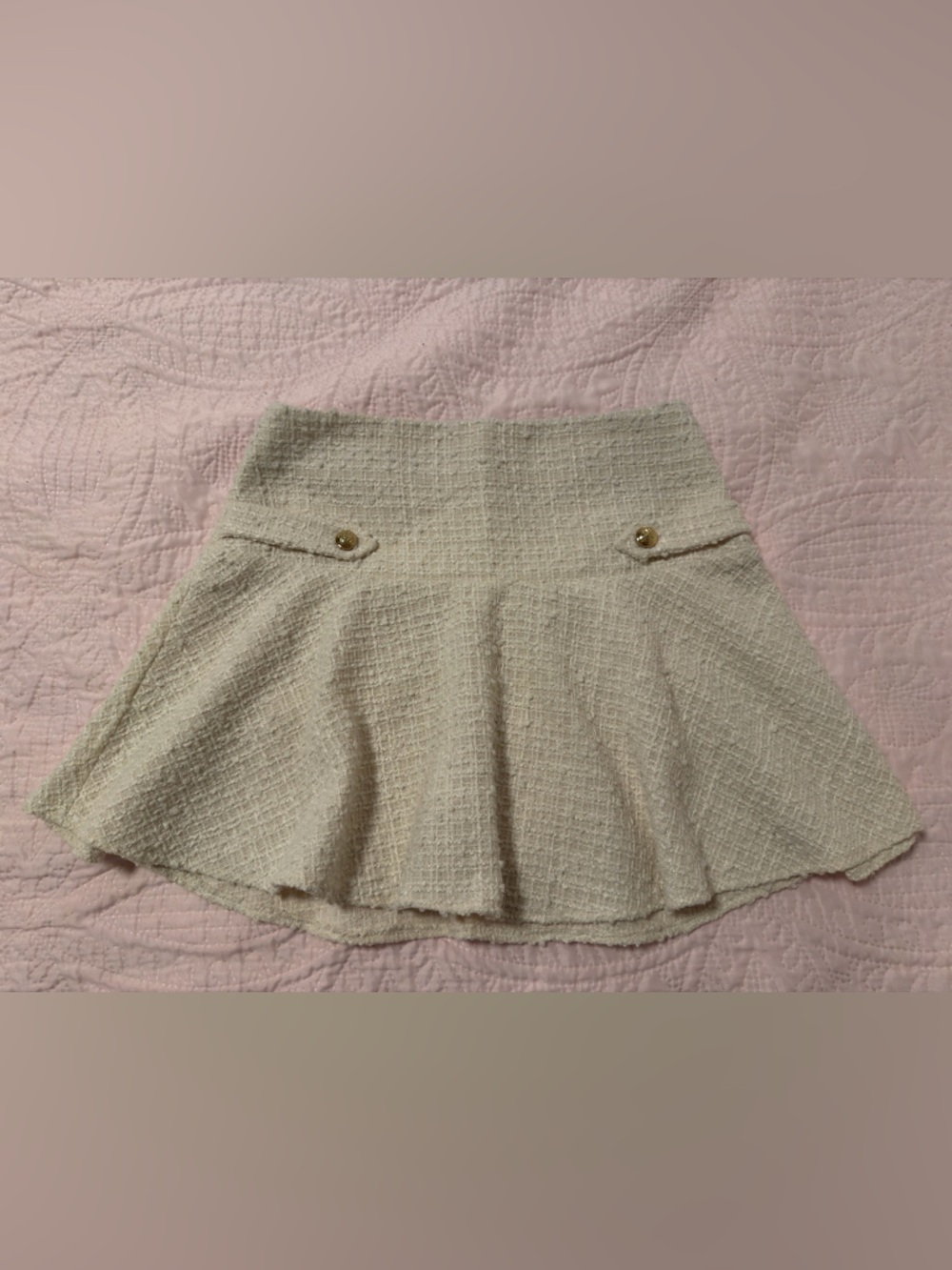 H&M Cream Bouclé Mini Skirt